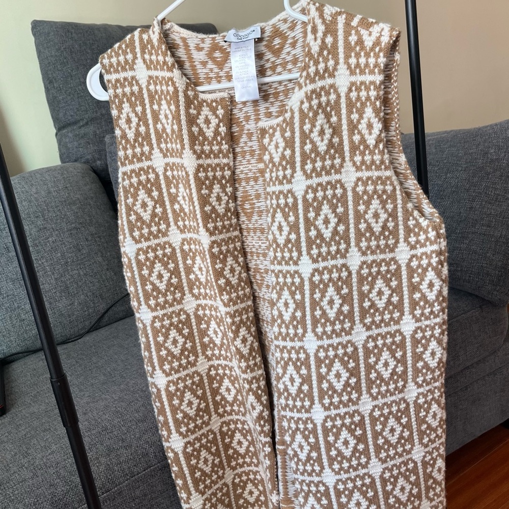 Women's Brown and White Knitted Vest, Made in Italy